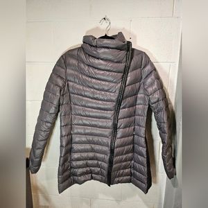 Calvin Klein Women's S Modern Gray Lightweight Packable Down Jacket Asymmetrical